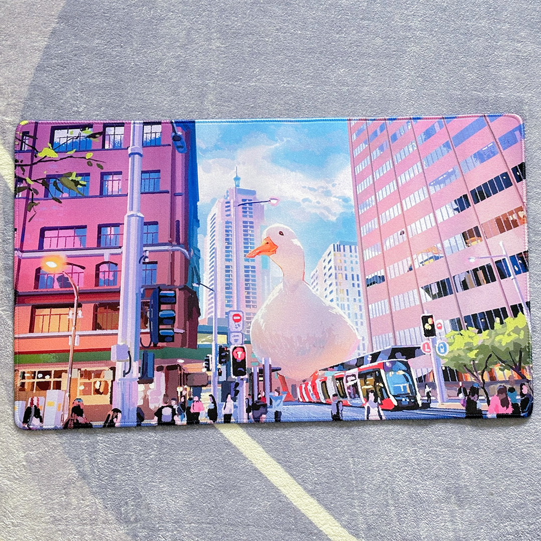 Duck in the City Desk Mat