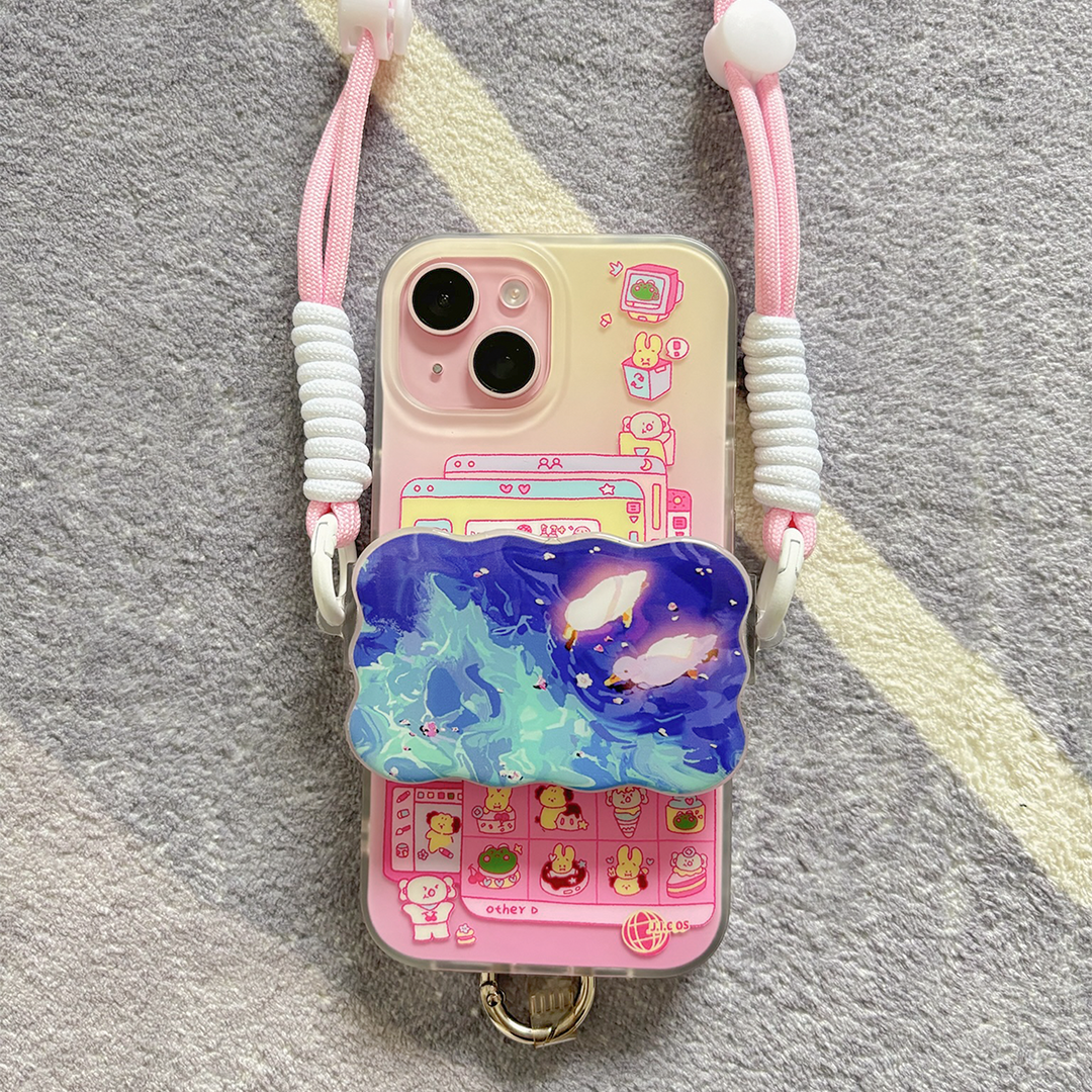 Ducks & Flowers cross body phone strap
